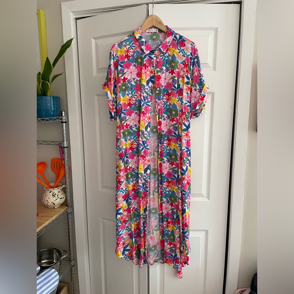 Floral button down dress